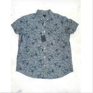 J Crew Chambray Short Sleeve Nautical Anchor Shirt